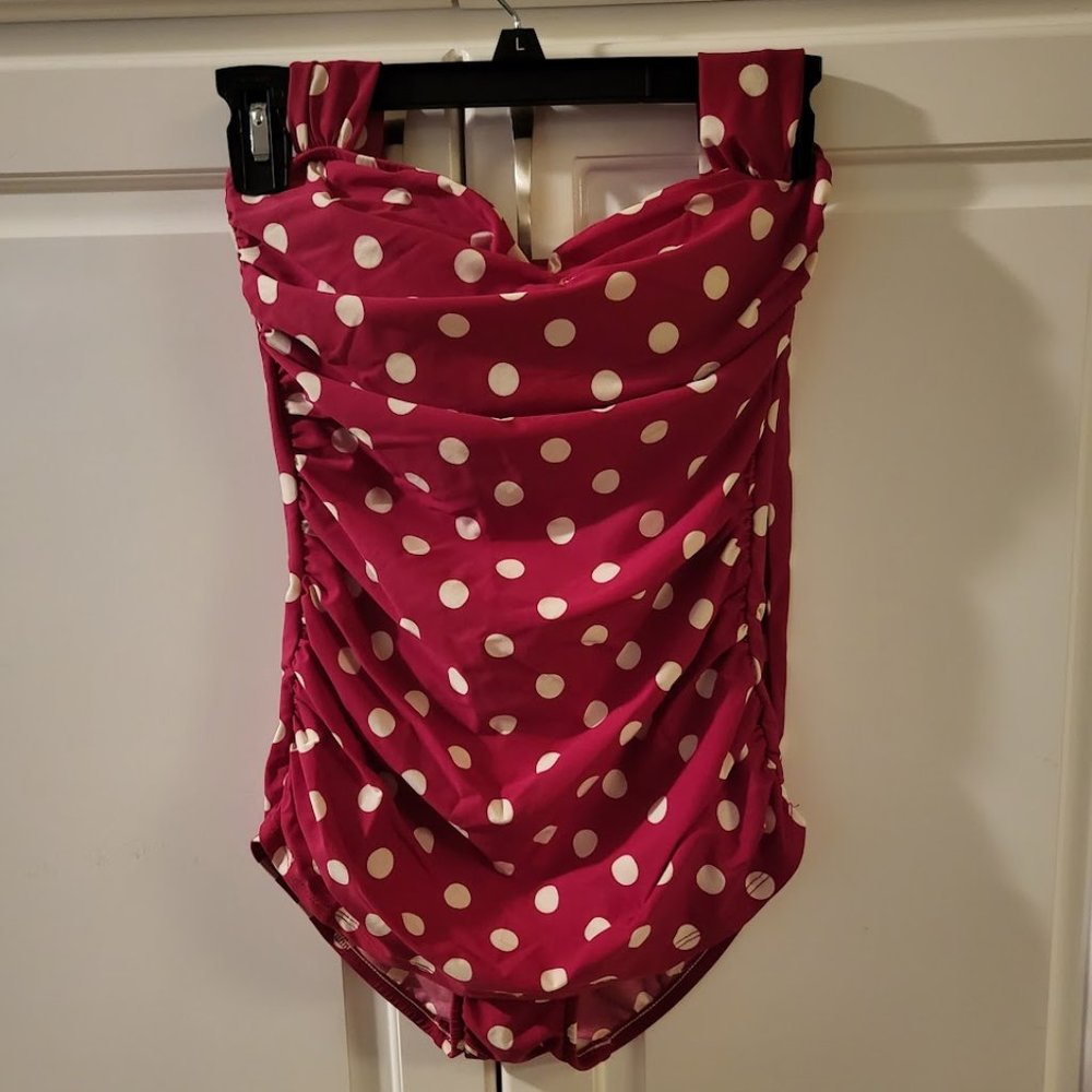Esther Williams Red Polka Dot Pinup Swimsuit Size 8